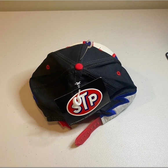Vintage STP Patch Gas‎ Oil Trucker Mesh Cap Hat Snapback Black Red Blue NWT - Picture 4 of 10